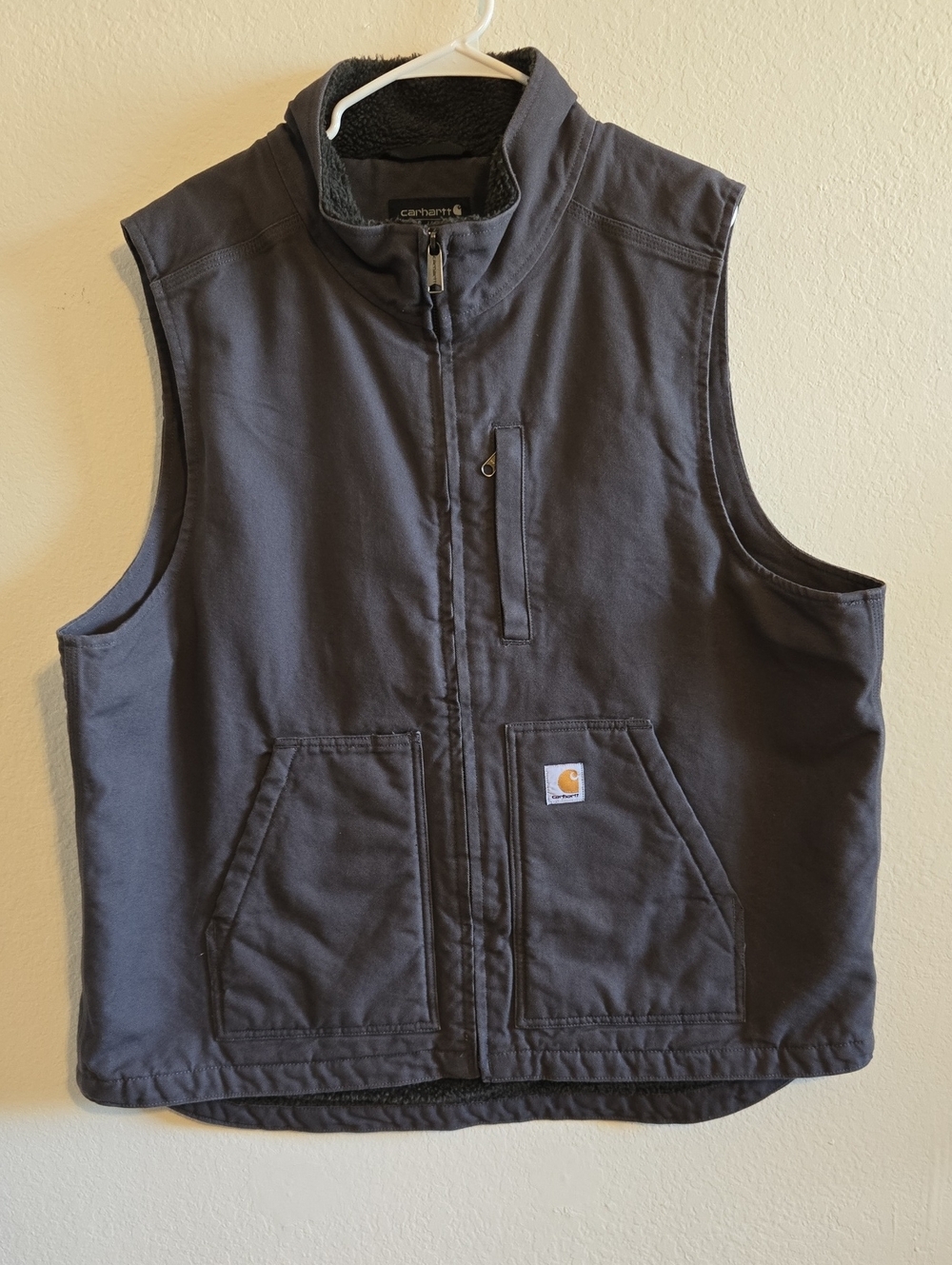 Carhartt Dark Gray Fleece-Lined Work Vest - XL
